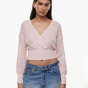 ARITZIA Wilfred Dear Sweater Talc Pink Wool & Cotton Blend V-Neck Sweater NWT